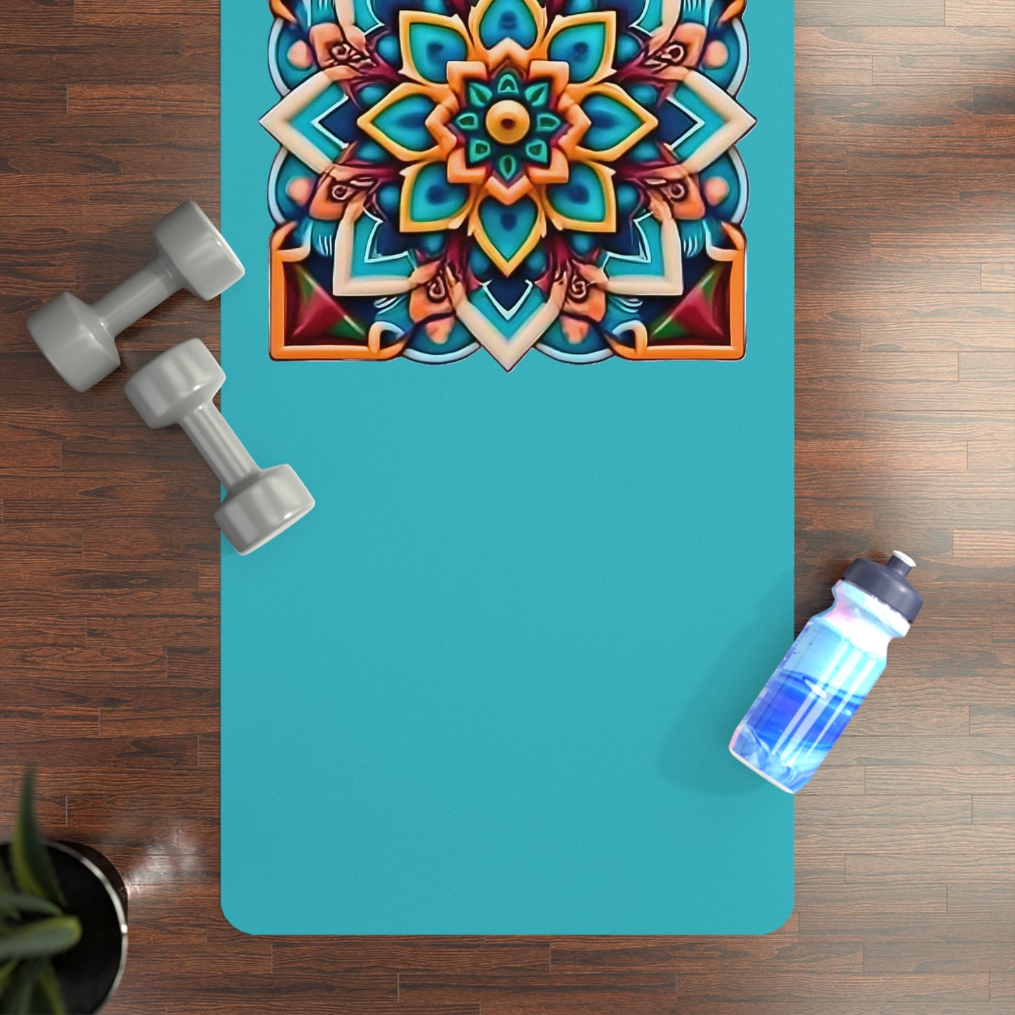 Mandala Rubber Yoga Mat: Non-Slip Suede Top & Natural Rubber Bottom, Colorful Lotus Design, 24×70" Cushioning for Yoga, Pilates, Meditation