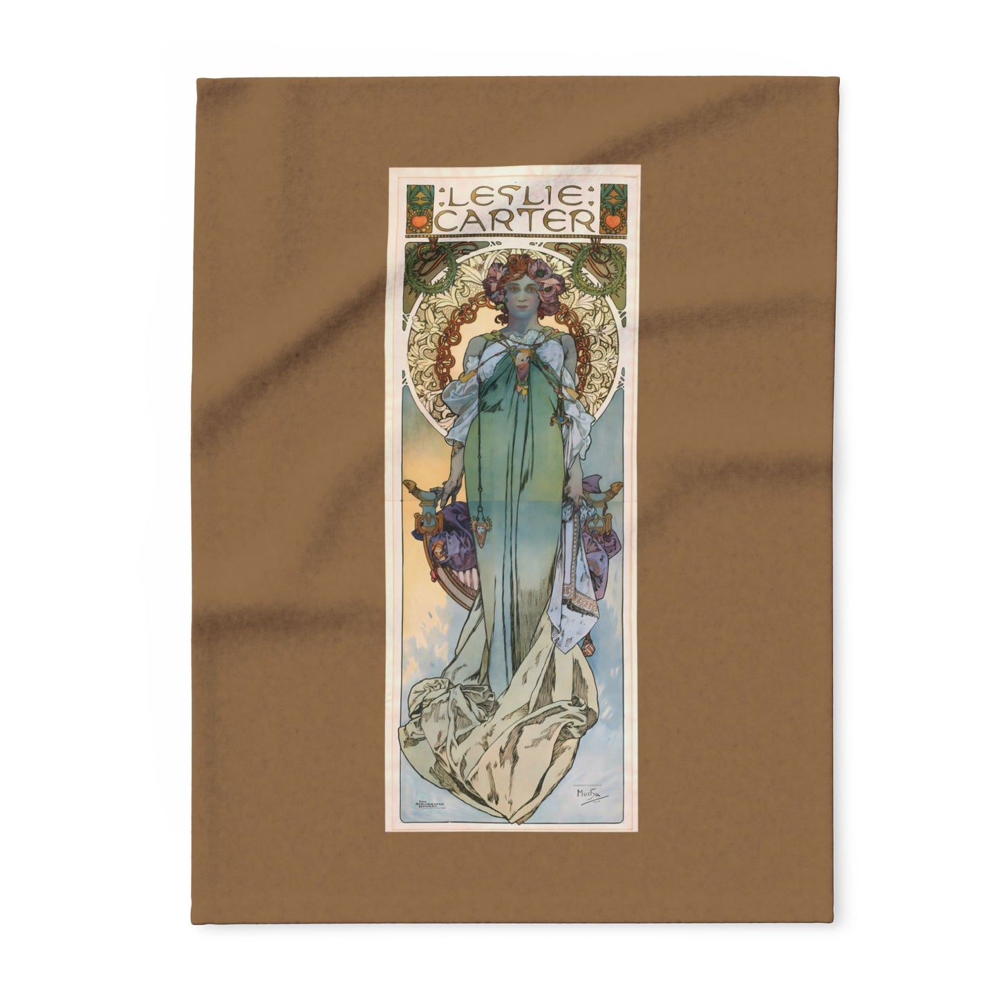 Arctic Fleece Blanket: 1908 Leslie Carter Poster by Alphonse Mucha, Art Nouveau, Cozy Winter Throw, Perfect Gift for Art Lovers