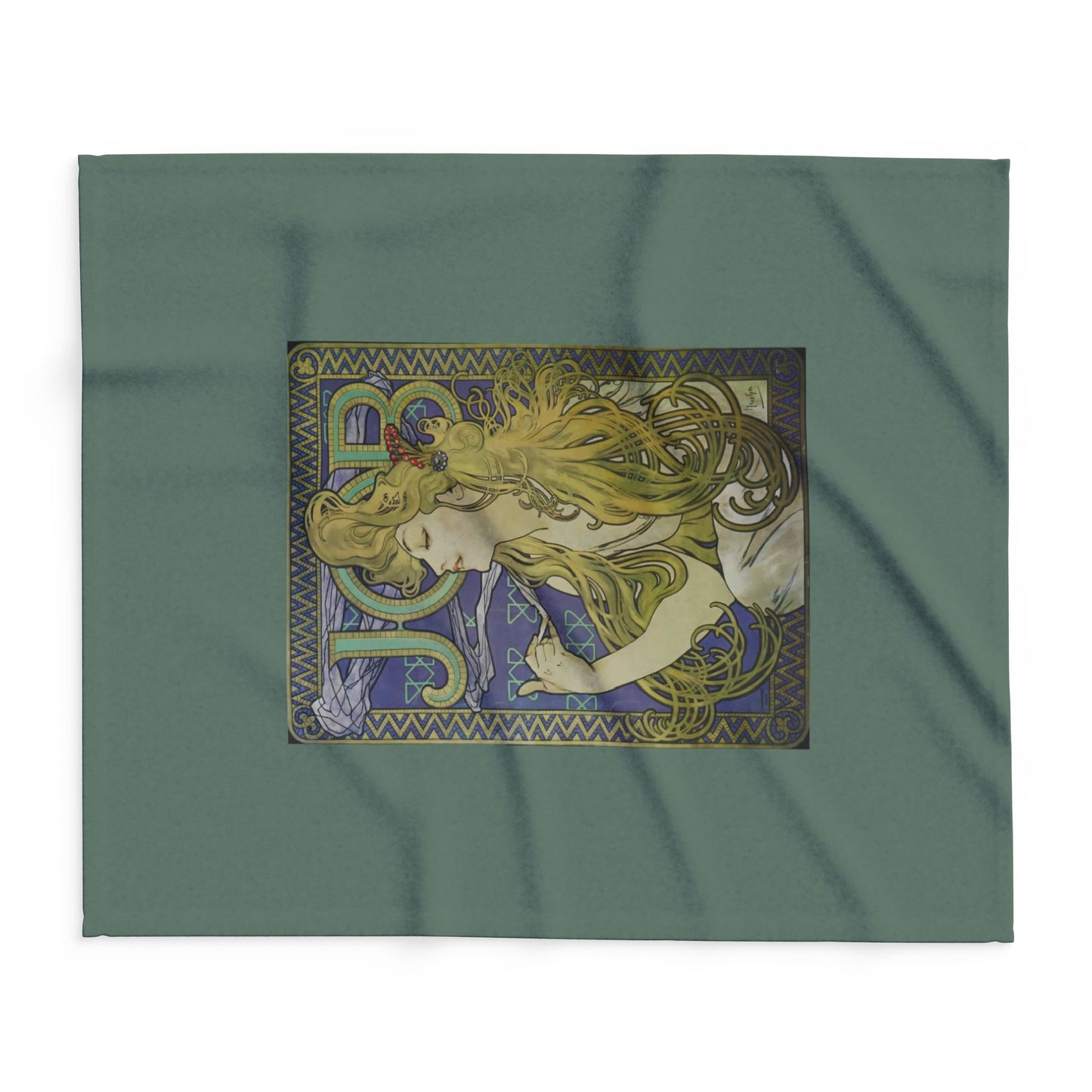 Arctic Fleece Blanket: 1897 Job Cigarette Brand Poster Design by Alphonse Mucha, Art Nouveau, Cozy Winter Throw, Perfect Gift for Art Lovers