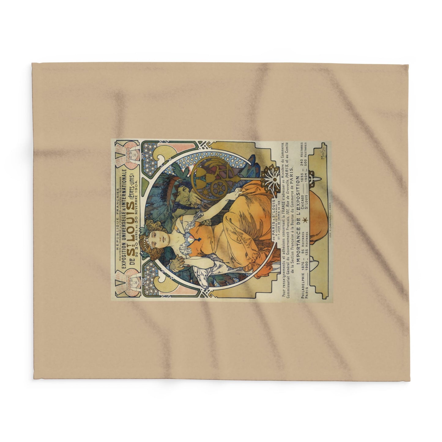 Arctic Fleece Blanket: 1904 St. Louis World's Fair Poster Design by A. Mucha, Art Nouveau, Cozy Winter Throw, Perfect Gift for Art Lovers