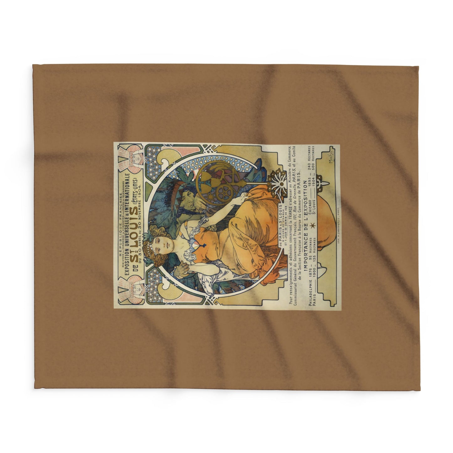 Arctic Fleece Blanket: 1904 St. Louis World's Fair Poster Design by A. Mucha, Art Nouveau, Cozy Winter Throw, Perfect Gift for Art Lovers