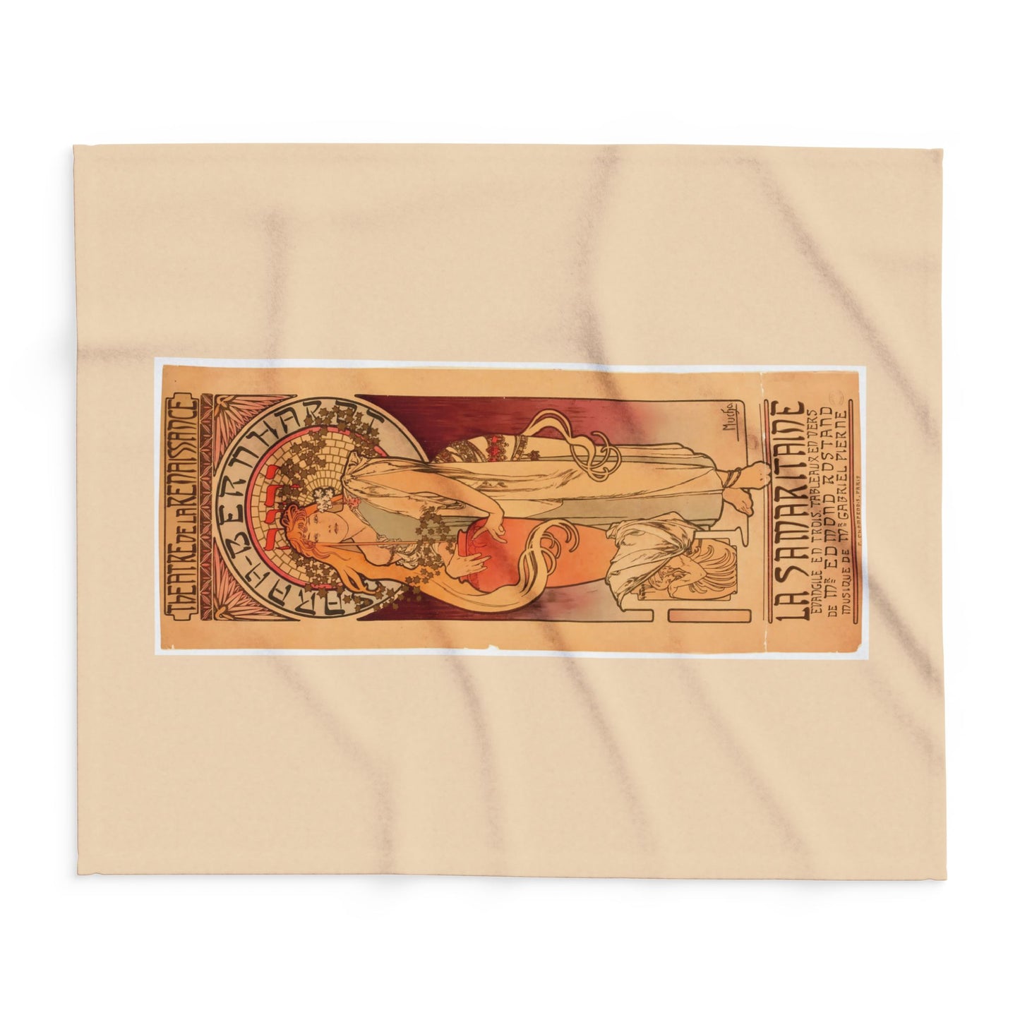 Arctic Fleece Blanket: 1897 La Samaritaine, Sarah Bernhardt, by Alphonse Mucha, Art Nouveau, Cozy Winter Throw, Perfect Gift for Art Lovers