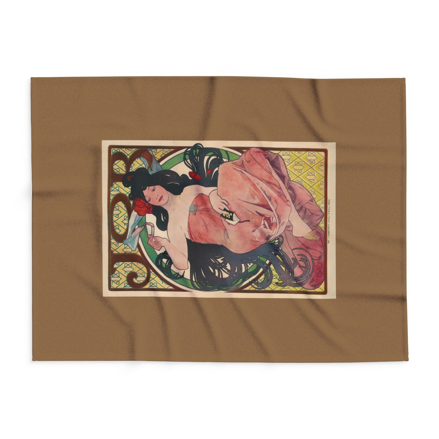 Arctic Fleece Blanket: 1896 Job Cigarette Brand Poster Design by Alphonse Mucha, Art Nouveau, Cozy Winter Throw, Perfect Gift for Art Lovers