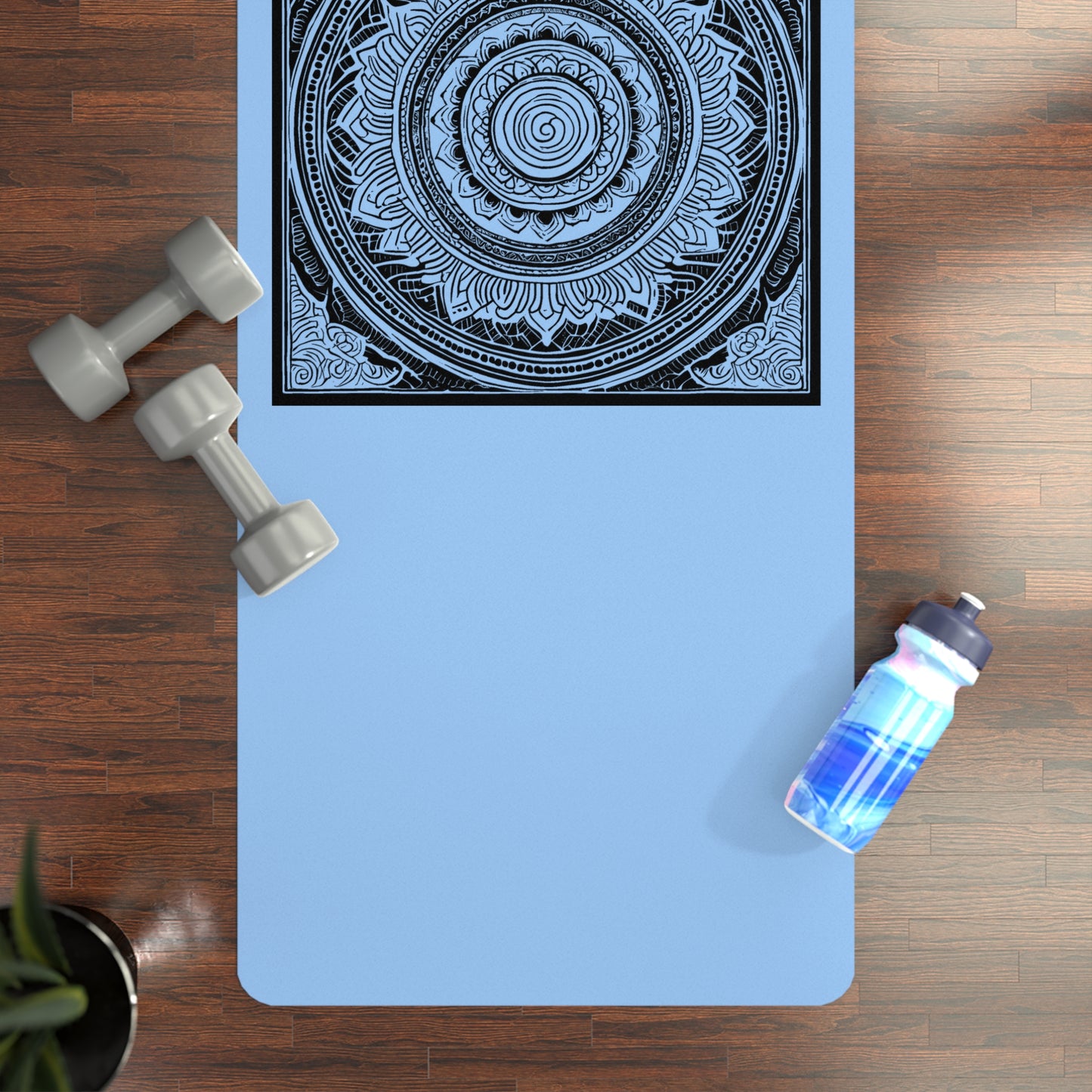 Mandala Rubber Yoga Mat: Non-Slip Suede Top & Natural Rubber Bottom, Colorful Lotus Design, 24×70" Cushioning for Yoga, Pilates, Meditation