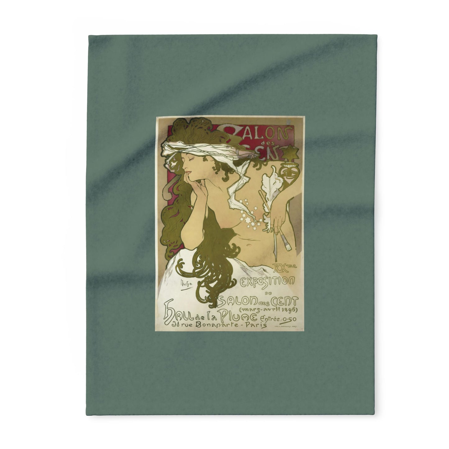 Arctic Fleece Blanket: 1896 Salon des Cent Poster Design by Alphonse Mucha, Art Nouveau, Cozy Winter Throw, Perfect Gift for Art Lovers