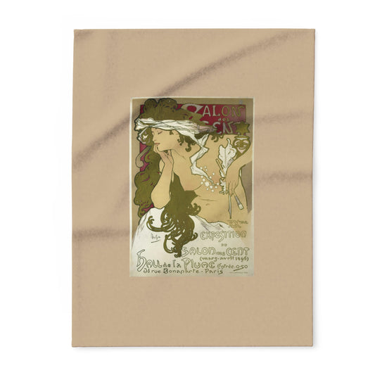 Arctic Fleece Blanket: 1896 Salon des Cent Poster Design by Alphonse Mucha, Art Nouveau, Cozy Winter Throw, Perfect Gift for Art Lovers