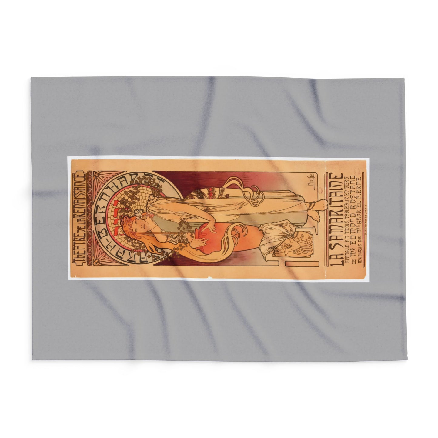 Arctic Fleece Blanket: 1897 La Samaritaine, Sarah Bernhardt, by Alphonse Mucha, Art Nouveau, Cozy Winter Throw, Perfect Gift for Art Lovers