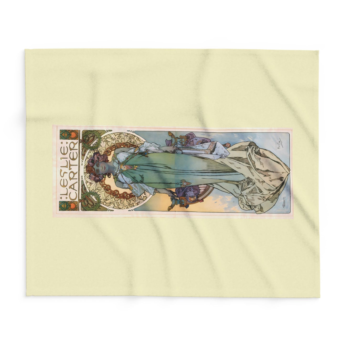 Arctic Fleece Blanket: 1908 Leslie Carter Poster by Alphonse Mucha, Art Nouveau, Cozy Winter Throw, Perfect Gift for Art Lovers