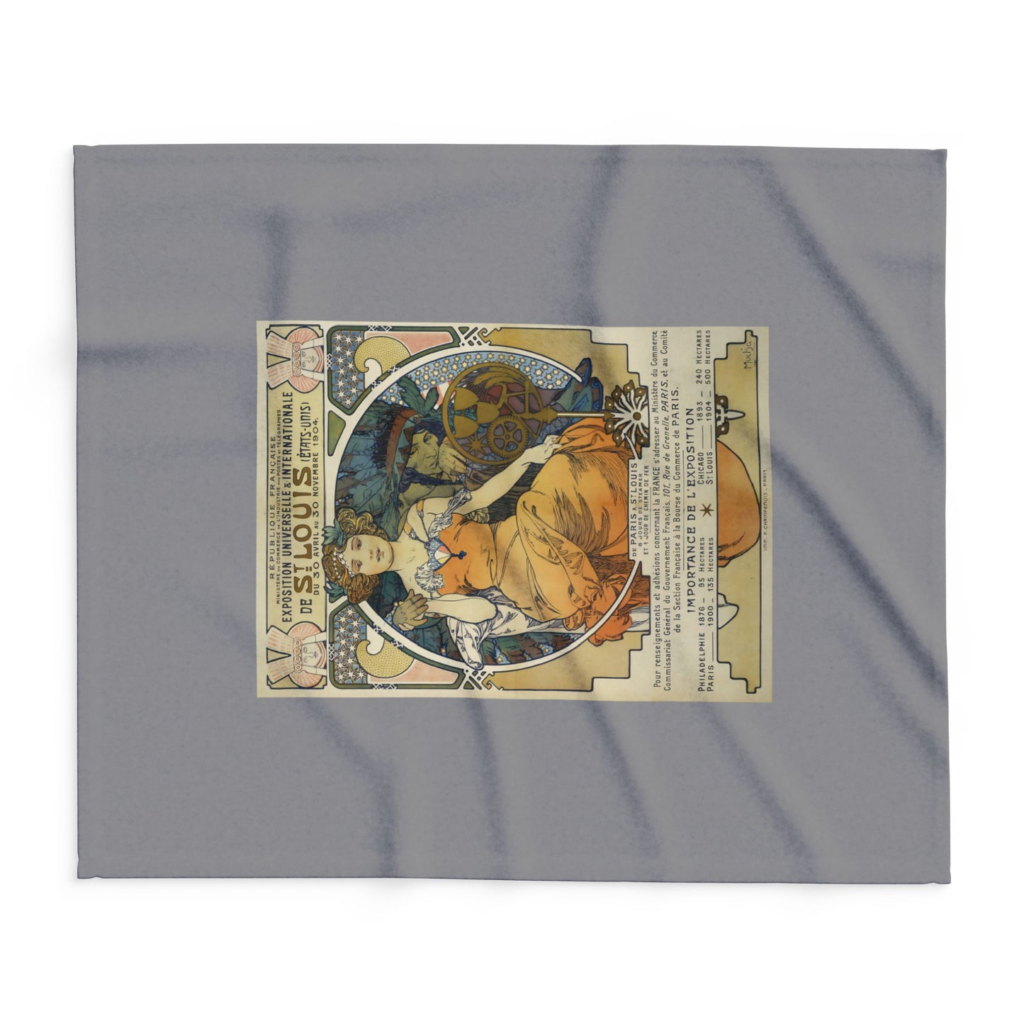 Arctic Fleece Blanket: 1904 St. Louis World's Fair Poster Design by A. Mucha, Art Nouveau, Cozy Winter Throw, Perfect Gift for Art Lovers