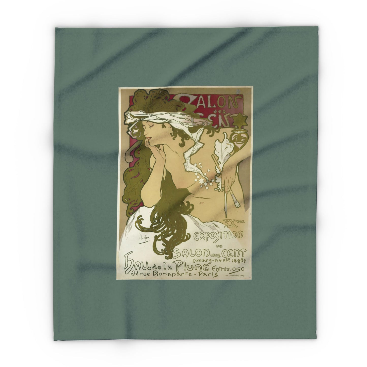 Arctic Fleece Blanket: 1896 Salon des Cent Poster Design by Alphonse Mucha, Art Nouveau, Cozy Winter Throw, Perfect Gift for Art Lovers