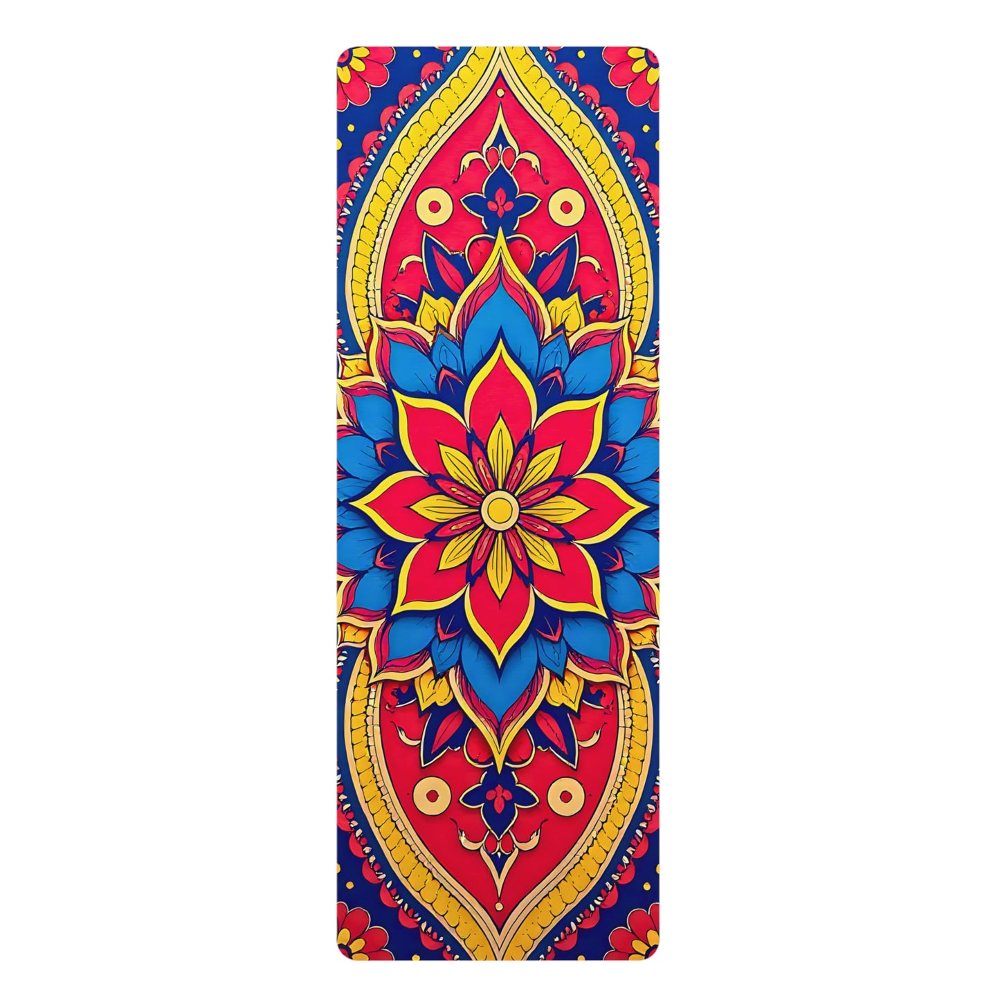 Mandala Rubber Yoga Mat: Non-Slip Suede Top & Natural Rubber Bottom, Colorful Lotus Design, 24×70" Cushioning for Yoga, Pilates, Meditation