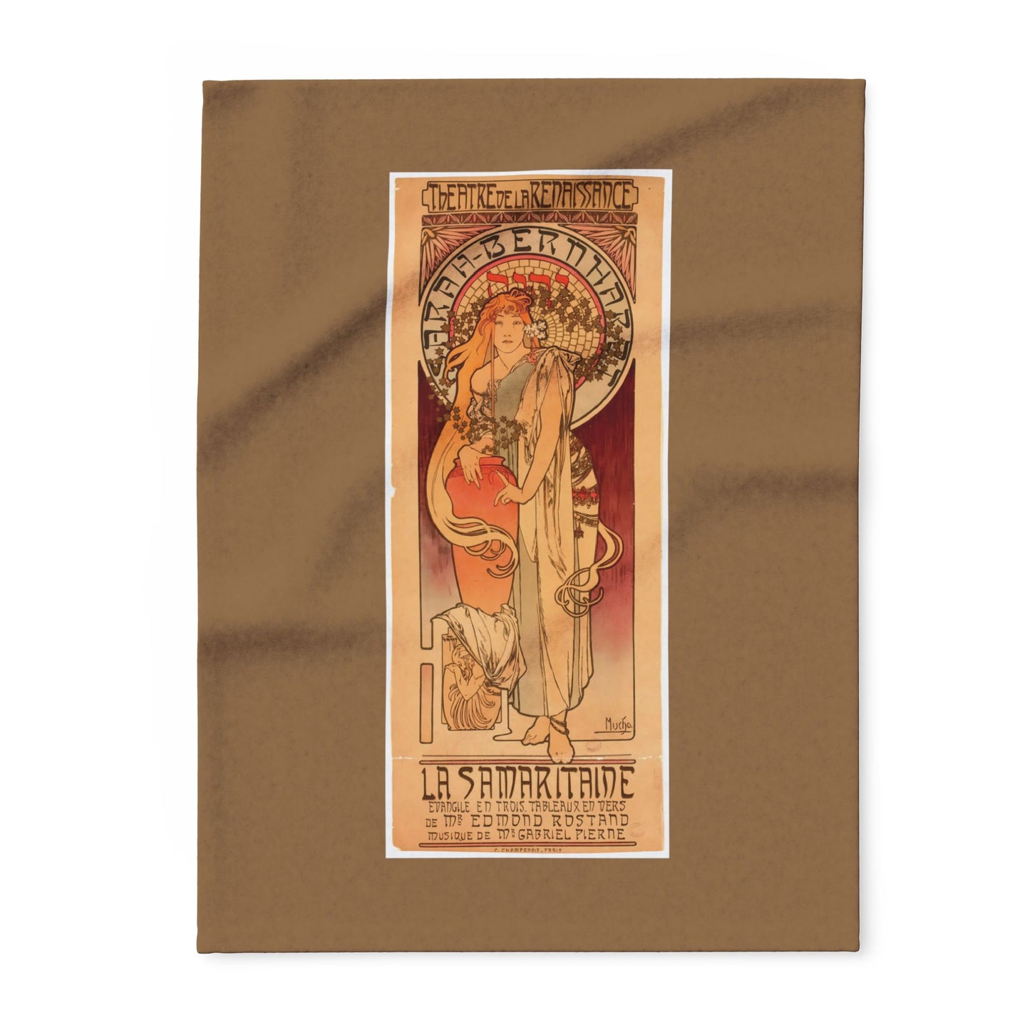 Arctic Fleece Blanket: 1897 La Samaritaine, Sarah Bernhardt, by Alphonse Mucha, Art Nouveau, Cozy Winter Throw, Perfect Gift for Art Lovers