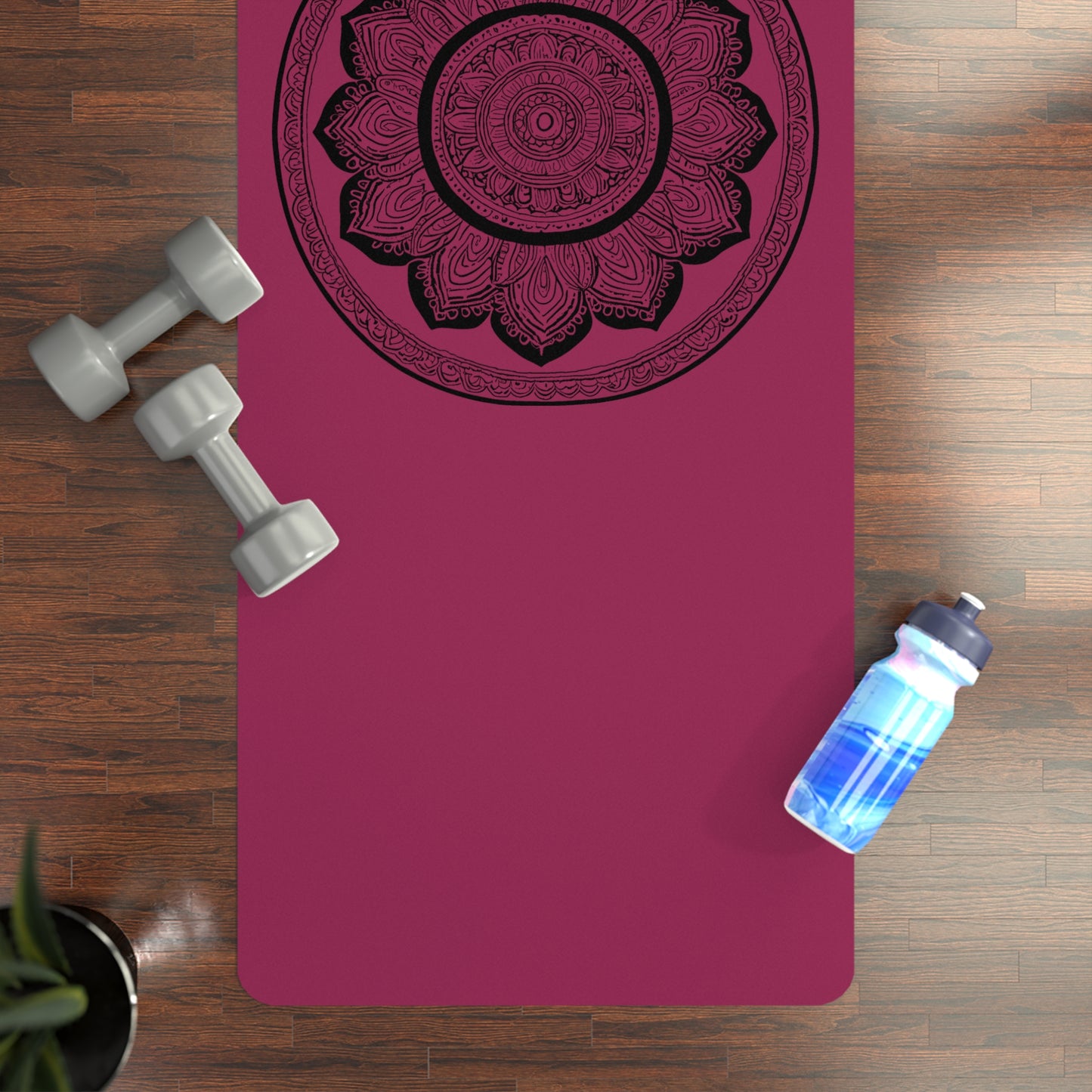 Mandala Rubber Yoga Mat: Non-Slip Suede Top & Natural Rubber Bottom, Colorful Lotus Design, 24×70" Cushioning for Yoga, Pilates, Meditation