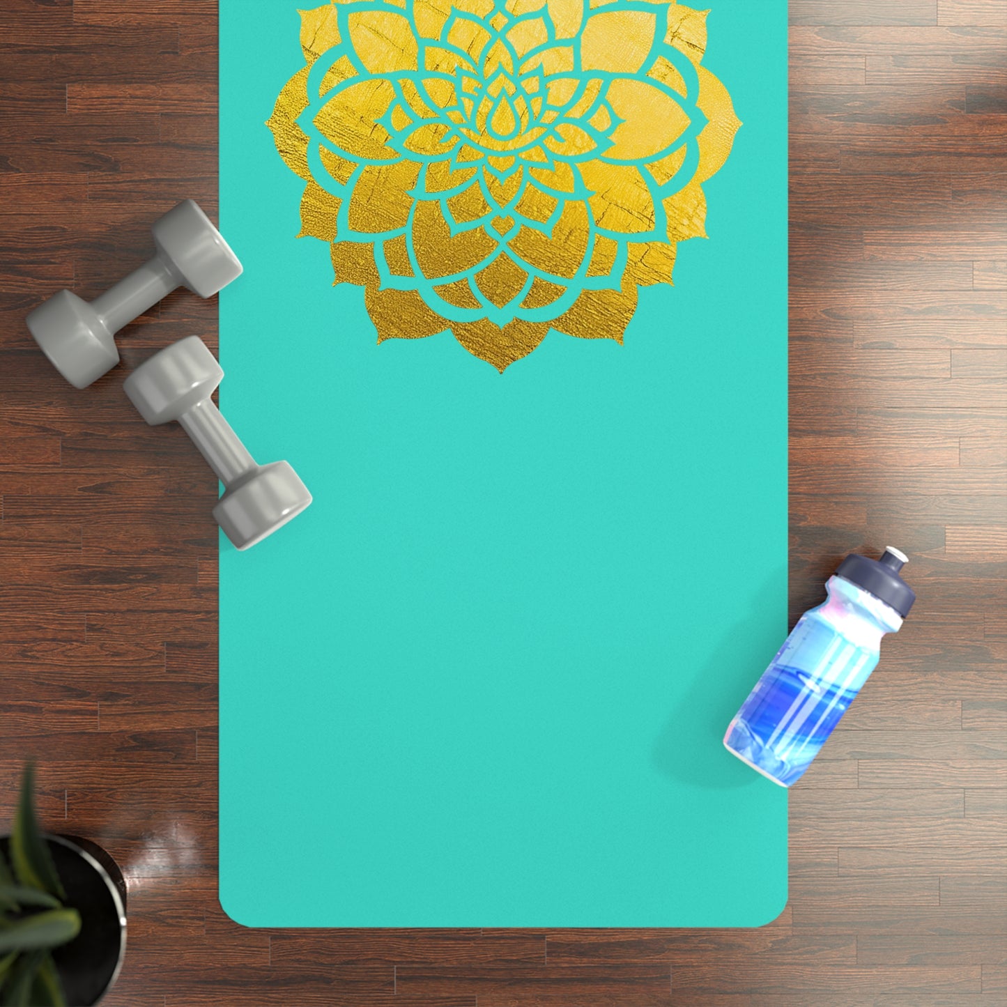 Mandala Rubber Yoga Mat: Non-Slip Suede Top & Natural Rubber Bottom, Colorful Lotus Design, 24×70" Cushioning for Yoga, Pilates, Meditation