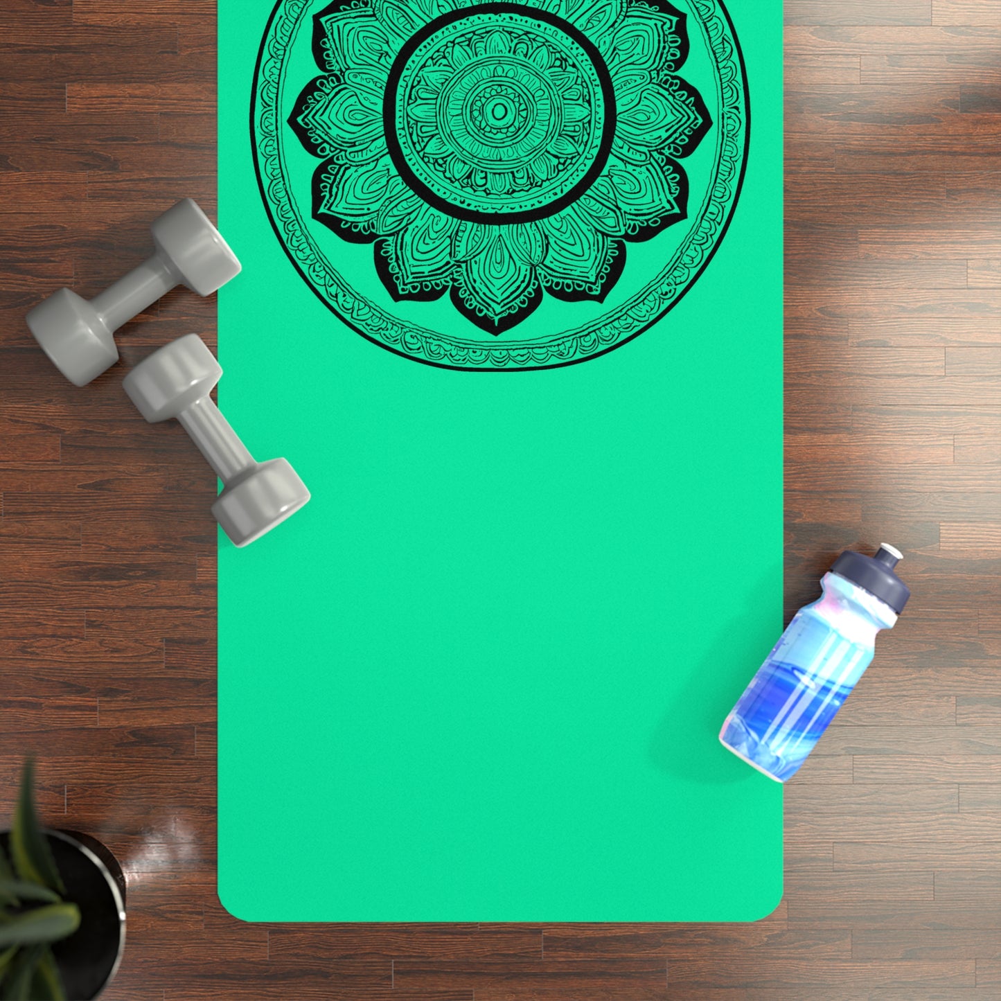 Mandala Rubber Yoga Mat: Non-Slip Suede Top & Natural Rubber Bottom, Colorful Lotus Design, 24×70" Cushioning for Yoga, Pilates, Meditation