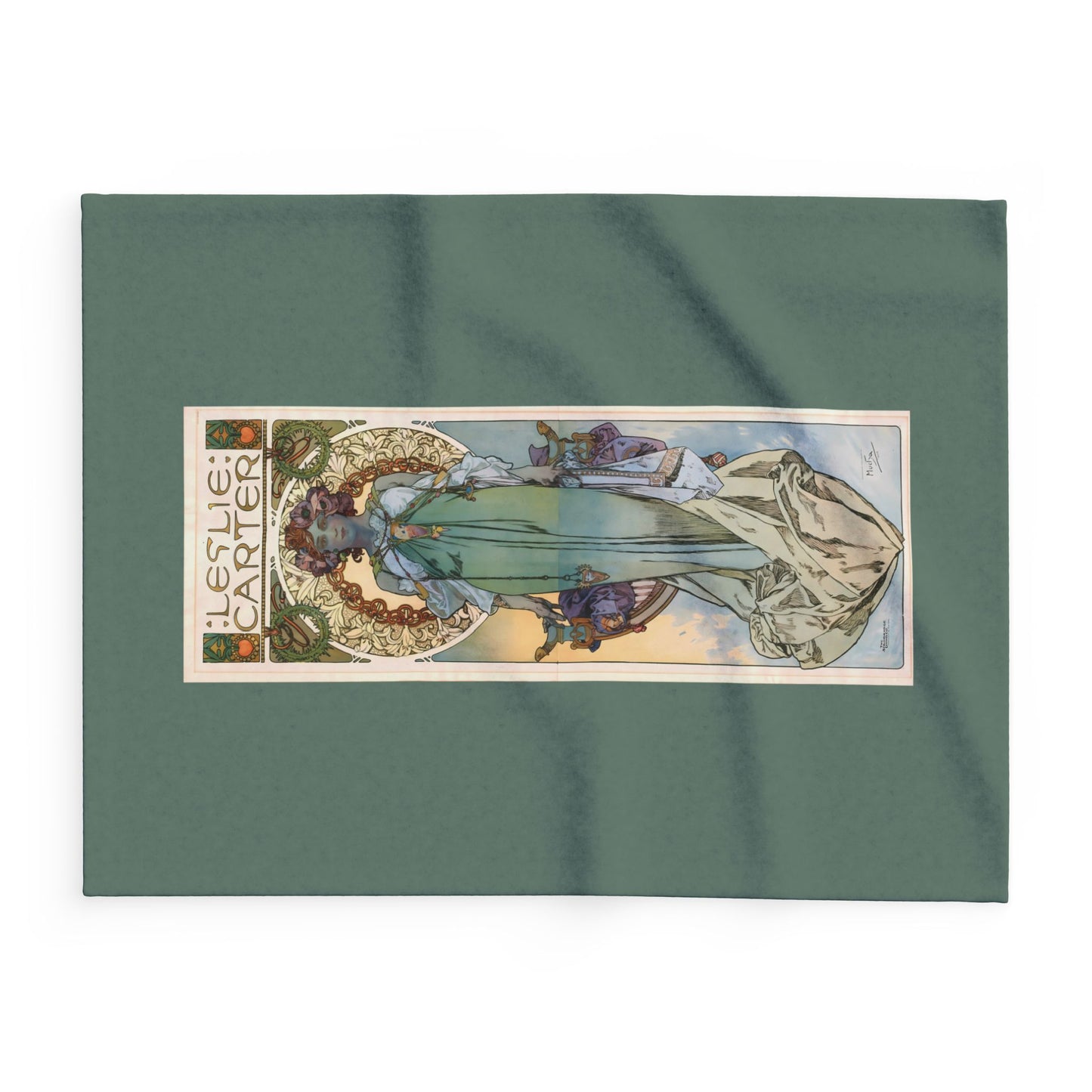 Arctic Fleece Blanket: 1908 Leslie Carter Poster by Alphonse Mucha, Art Nouveau, Cozy Winter Throw, Perfect Gift for Art Lovers