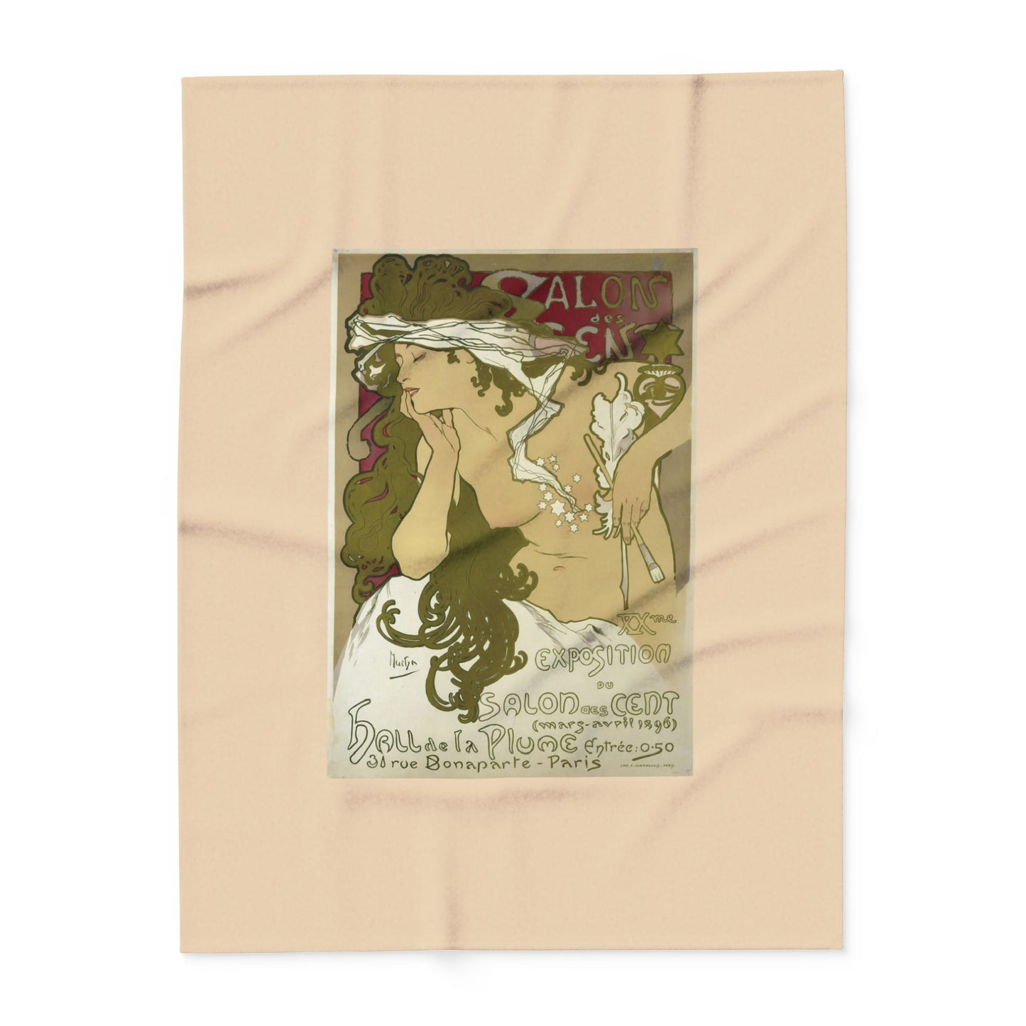 Arctic Fleece Blanket: 1896 Salon des Cent Poster Design by Alphonse Mucha, Art Nouveau, Cozy Winter Throw, Perfect Gift for Art Lovers