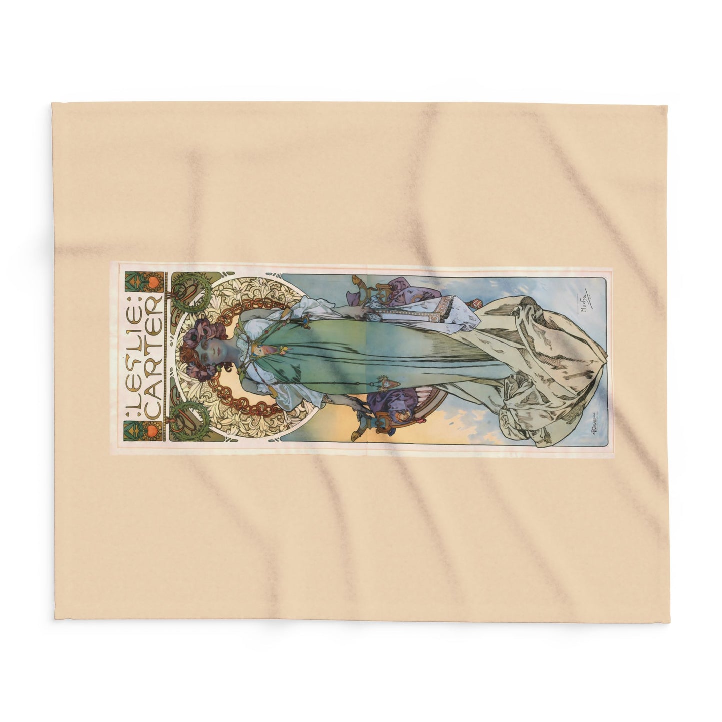 Arctic Fleece Blanket: 1908 Leslie Carter Poster by Alphonse Mucha, Art Nouveau, Cozy Winter Throw, Perfect Gift for Art Lovers