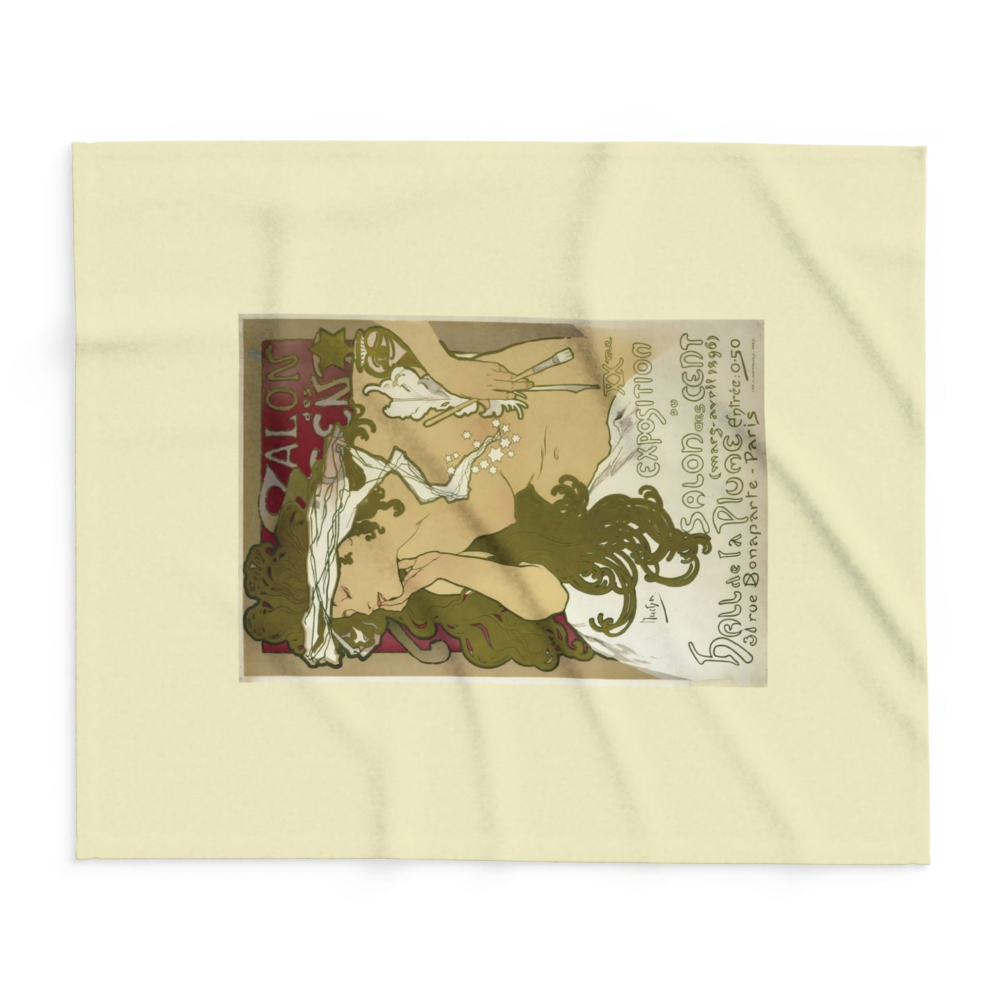 Arctic Fleece Blanket: 1896 Salon des Cent Poster Design by Alphonse Mucha, Art Nouveau, Cozy Winter Throw, Perfect Gift for Art Lovers