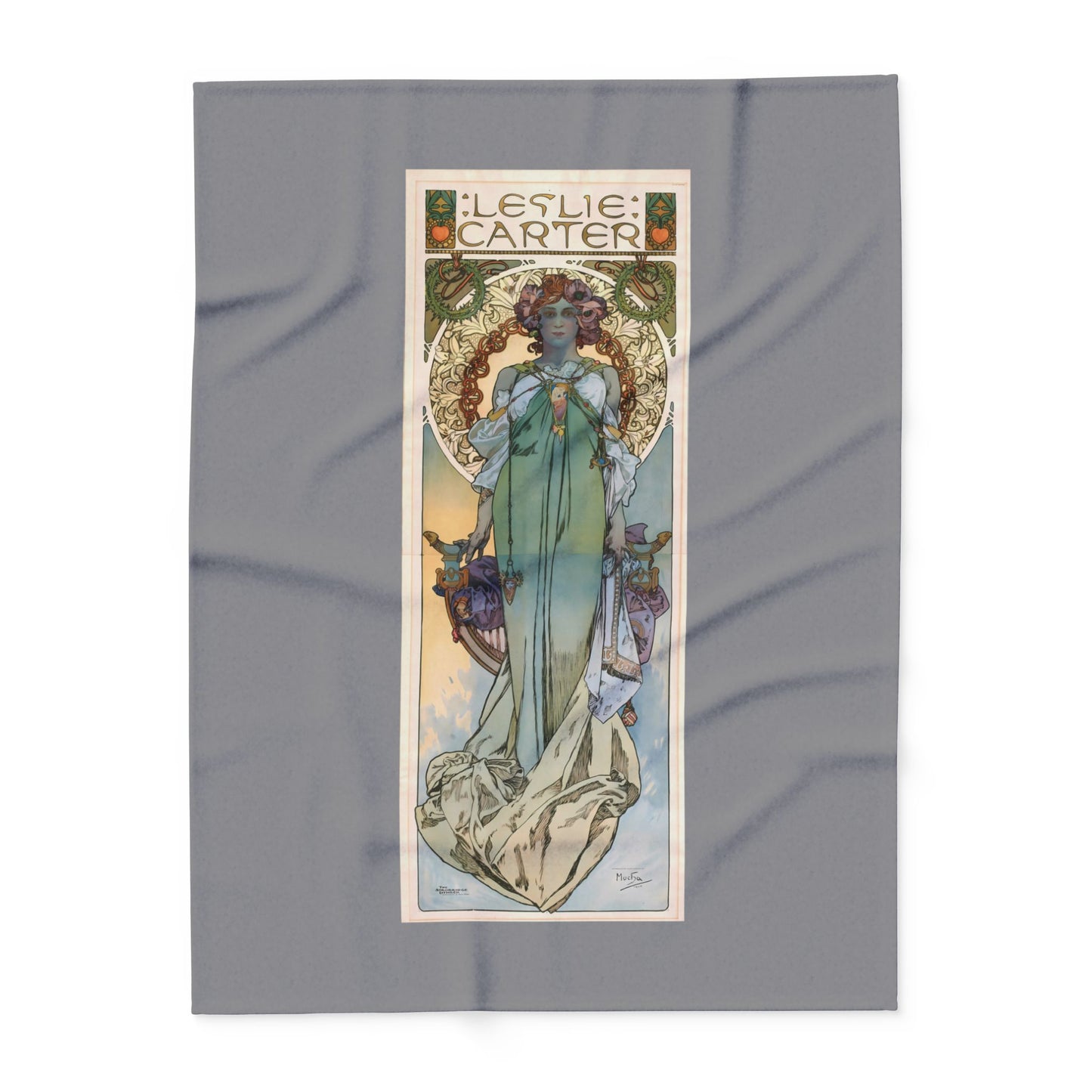 Arctic Fleece Blanket: 1908 Leslie Carter Poster by Alphonse Mucha, Art Nouveau, Cozy Winter Throw, Perfect Gift for Art Lovers