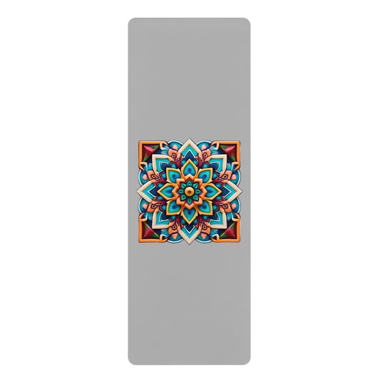 Mandala Rubber Yoga Mat: Non-Slip Suede Top & Natural Rubber Bottom, Colorful Lotus Design, 24×70" Cushioning for Yoga, Pilates, Meditation