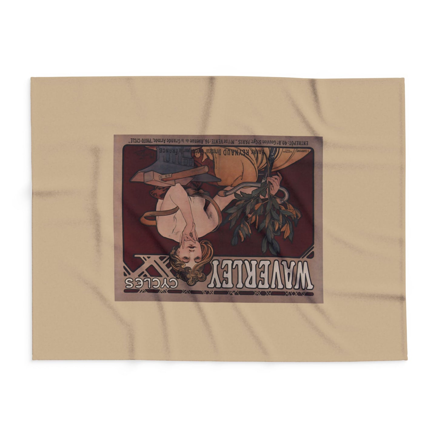 Arctic Fleece Blanket: 1898 Waverley Cycles Poster Design by Alphonse Mucha, Art Nouveau, Cozy Winter Throw, Perfect Gift for Art Lovers