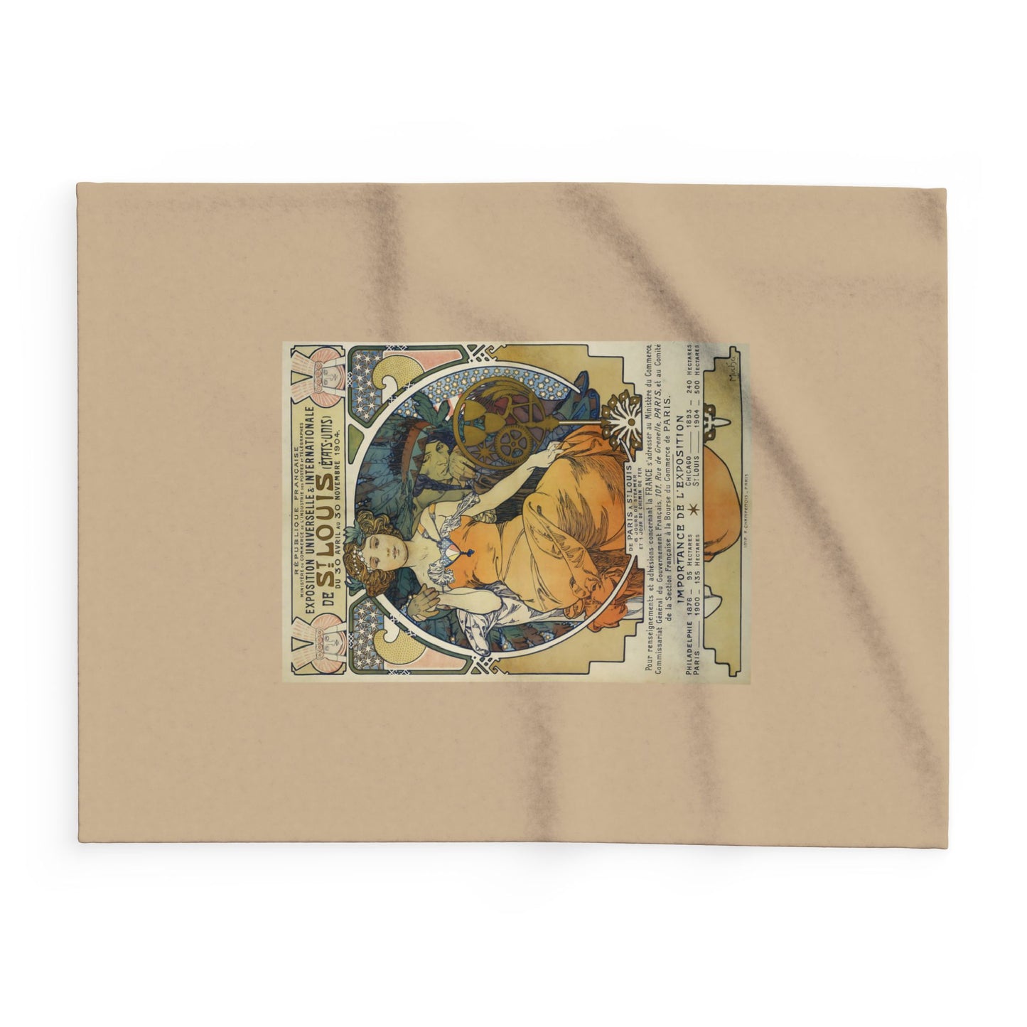 Arctic Fleece Blanket: 1904 St. Louis World's Fair Poster Design by A. Mucha, Art Nouveau, Cozy Winter Throw, Perfect Gift for Art Lovers