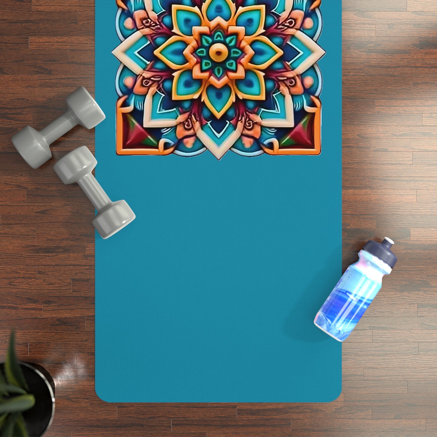 Mandala Rubber Yoga Mat: Non-Slip Suede Top & Natural Rubber Bottom, Colorful Lotus Design, 24×70" Cushioning for Yoga, Pilates, Meditation