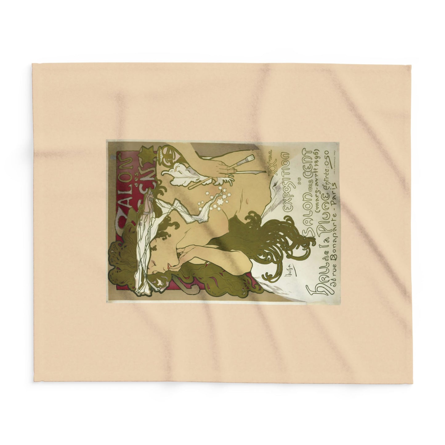 Arctic Fleece Blanket: 1896 Salon des Cent Poster Design by Alphonse Mucha, Art Nouveau, Cozy Winter Throw, Perfect Gift for Art Lovers