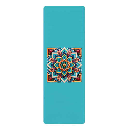 Mandala Rubber Yoga Mat: Non-Slip Suede Top & Natural Rubber Bottom, Colorful Lotus Design, 24×70" Cushioning for Yoga, Pilates, Meditation