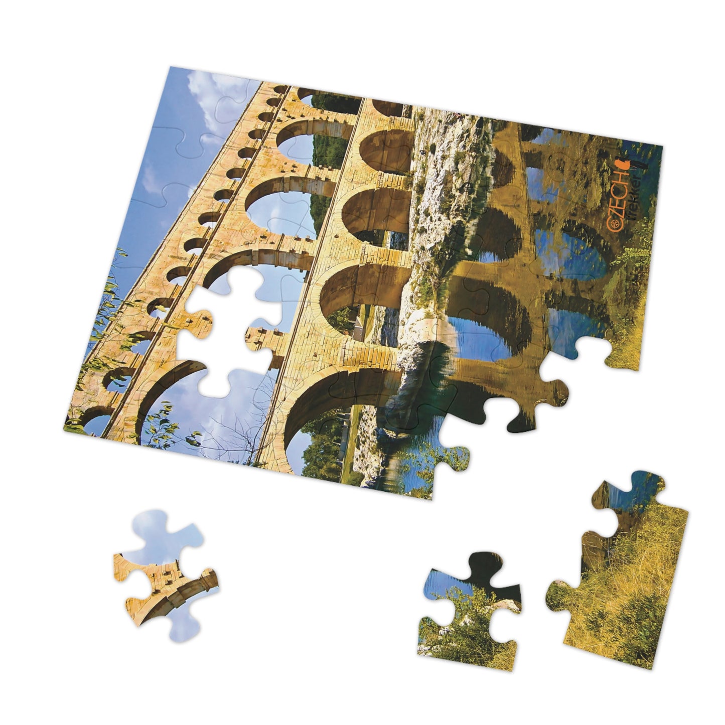 Jigsaw Puzzle & Tin: Original Photo, Pont du Gard, France (2012), Vibrant Glossy Puzzle, Nature Lover's Gift, 30 to 500 Pcs