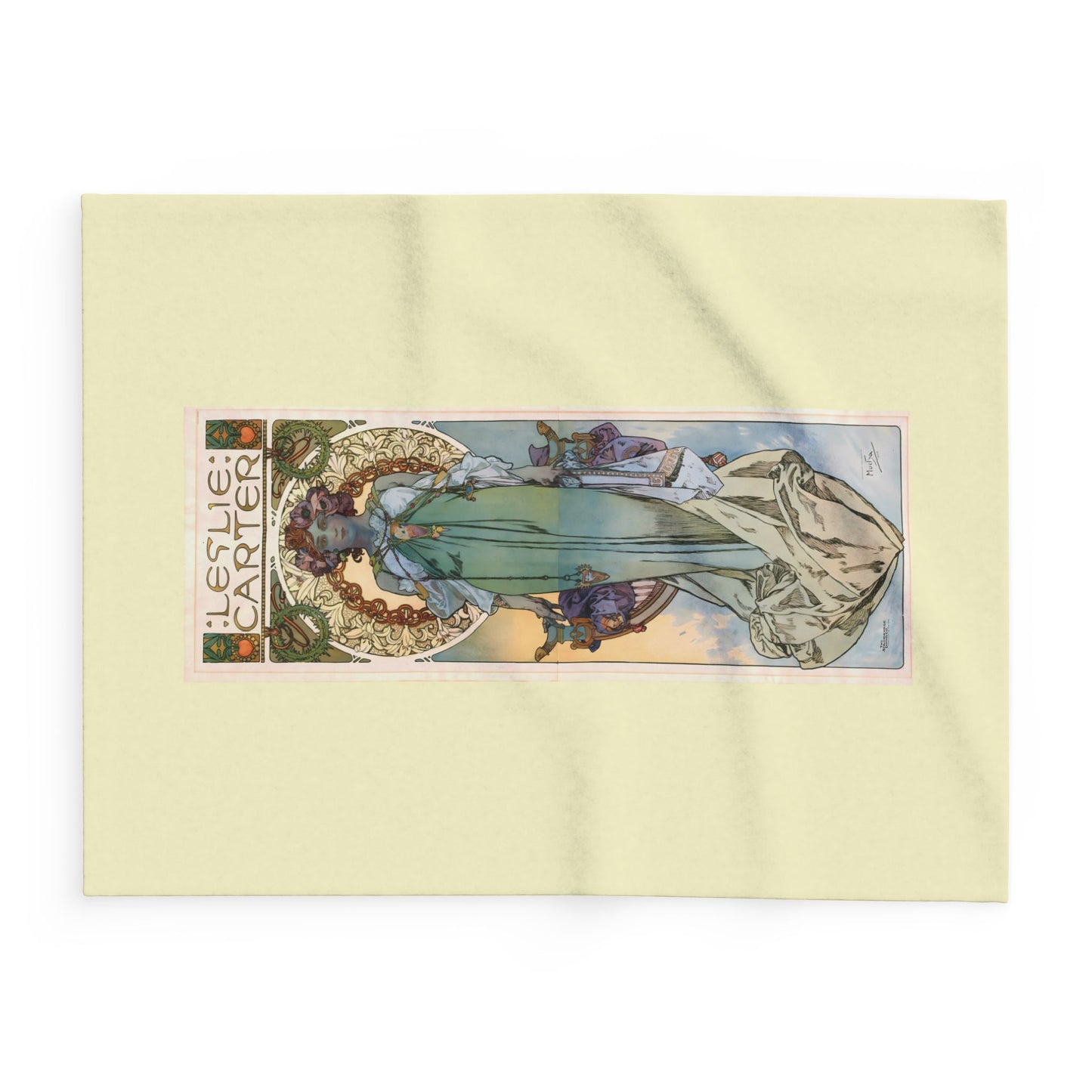 Arctic Fleece Blanket: 1908 Leslie Carter Poster by Alphonse Mucha, Art Nouveau, Cozy Winter Throw, Perfect Gift for Art Lovers