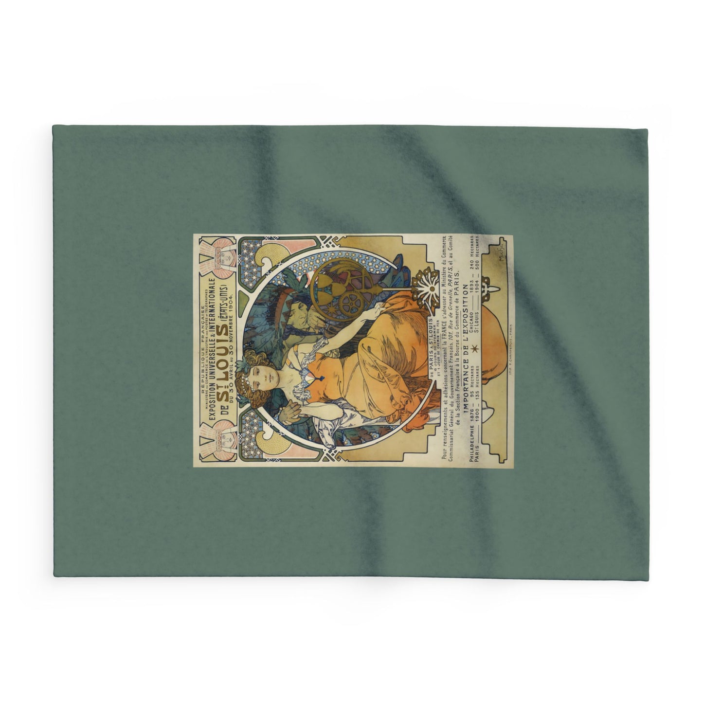 Arctic Fleece Blanket: 1904 St. Louis World's Fair Poster Design by A. Mucha, Art Nouveau, Cozy Winter Throw, Perfect Gift for Art Lovers