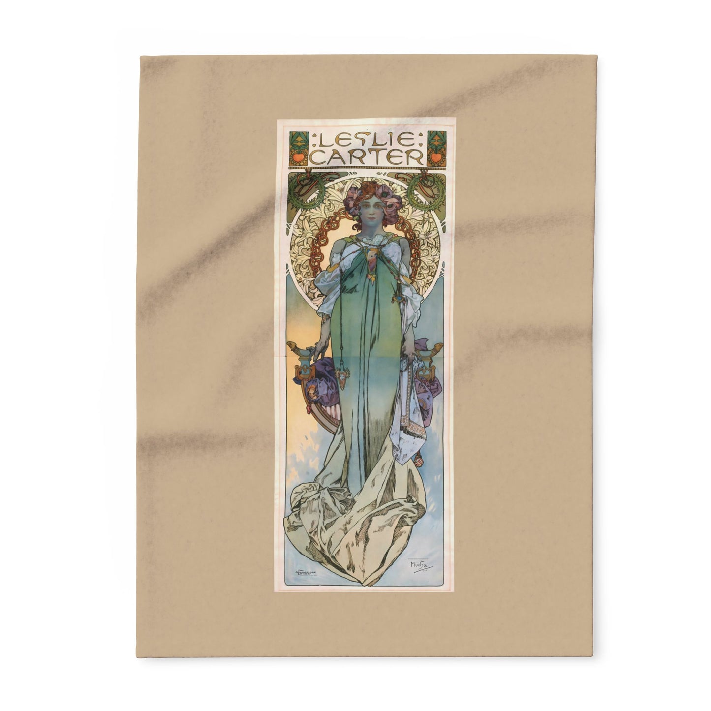 Arctic Fleece Blanket: 1908 Leslie Carter Poster by Alphonse Mucha, Art Nouveau, Cozy Winter Throw, Perfect Gift for Art Lovers