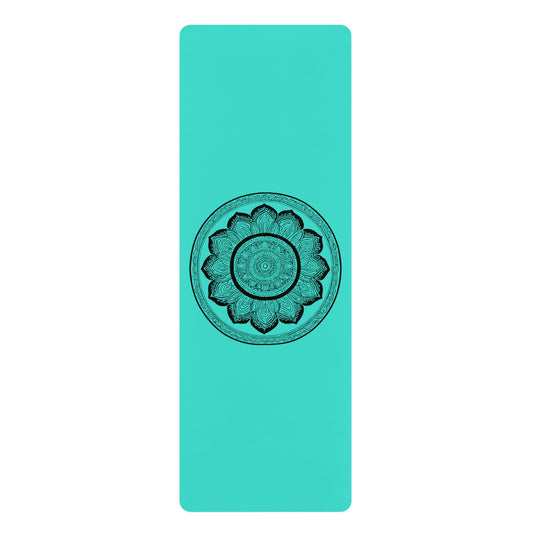 Mandala Rubber Yoga Mat: Non-Slip Suede Top & Natural Rubber Bottom, Colorful Lotus Design, 24×70" Cushioning for Yoga, Pilates, Meditation