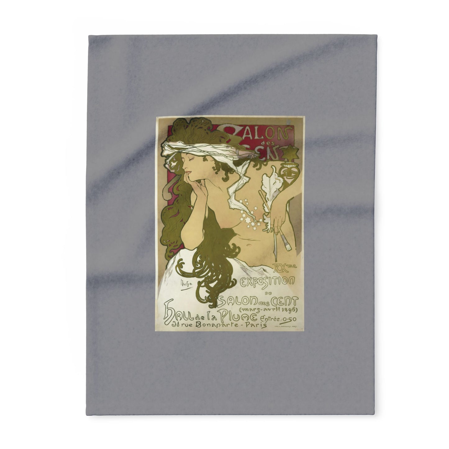 Arctic Fleece Blanket: 1896 Salon des Cent Poster Design by Alphonse Mucha, Art Nouveau, Cozy Winter Throw, Perfect Gift for Art Lovers