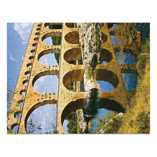 Jigsaw Puzzle & Tin: Original Photo, Pont du Gard, France (2012), Vibrant Glossy Puzzle, Nature Lover's Gift, 30 to 500 Pcs