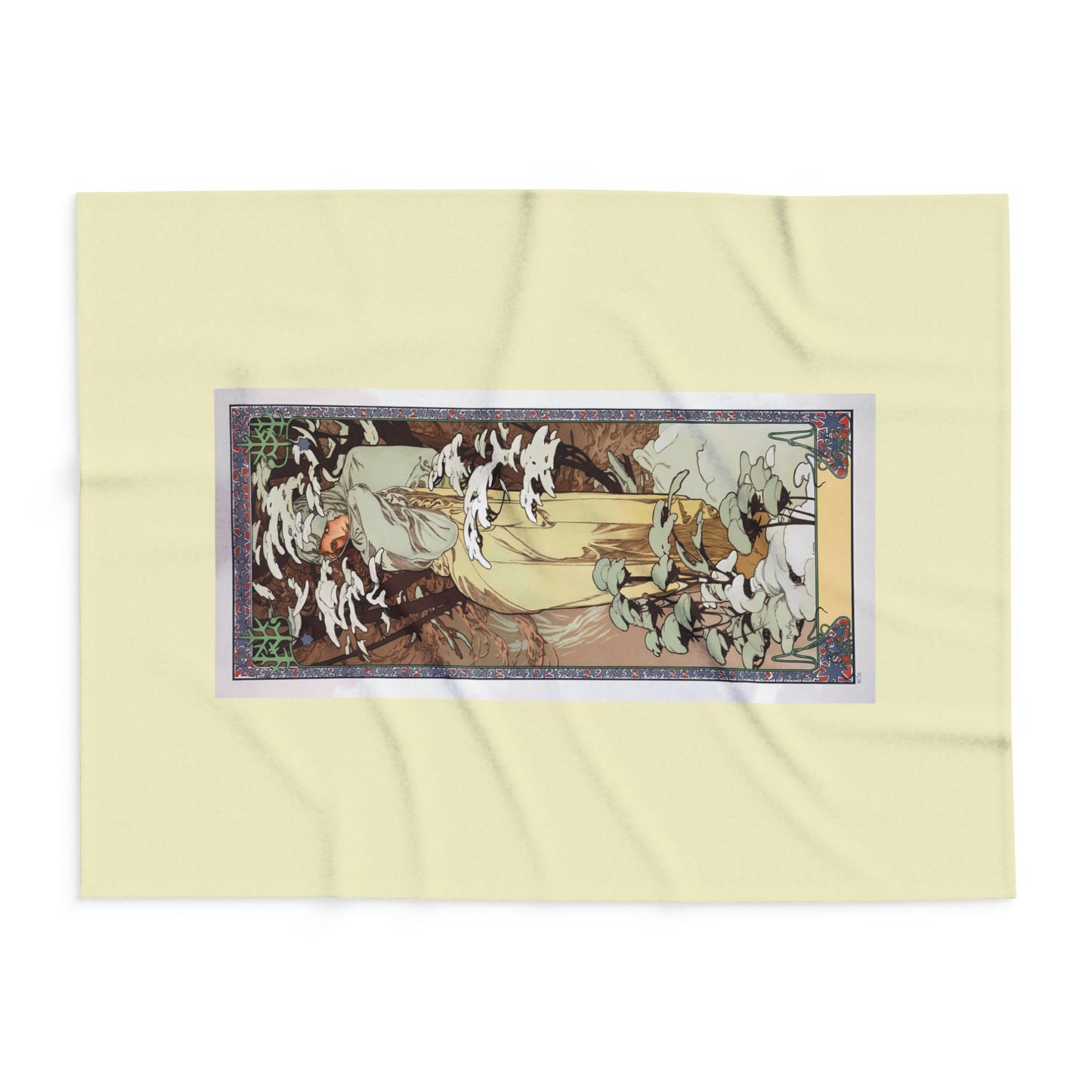 Arctic Fleece Blanket: 1897 Winter Poster by Alphonse Mucha, Art Nouveau, Cozy Winter Throw, Perfect Gift for Art Lovers