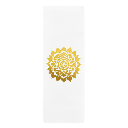 Mandala Rubber Yoga Mat: Non-Slip Suede Top & Natural Rubber Bottom, Colorful Lotus Design, 24×70" Cushioning for Yoga, Pilates, Meditation