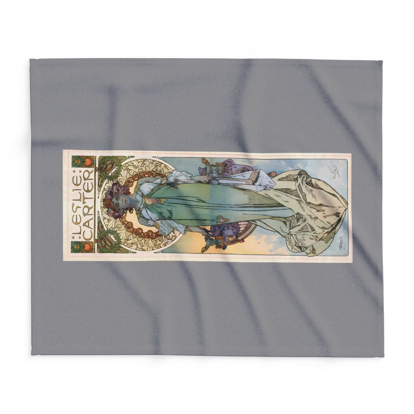 Arctic Fleece Blanket: 1908 Leslie Carter Poster by Alphonse Mucha, Art Nouveau, Cozy Winter Throw, Perfect Gift for Art Lovers