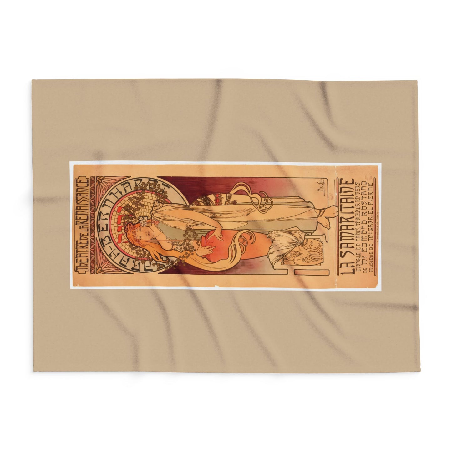 Arctic Fleece Blanket: 1897 La Samaritaine, Sarah Bernhardt, by Alphonse Mucha, Art Nouveau, Cozy Winter Throw, Perfect Gift for Art Lovers