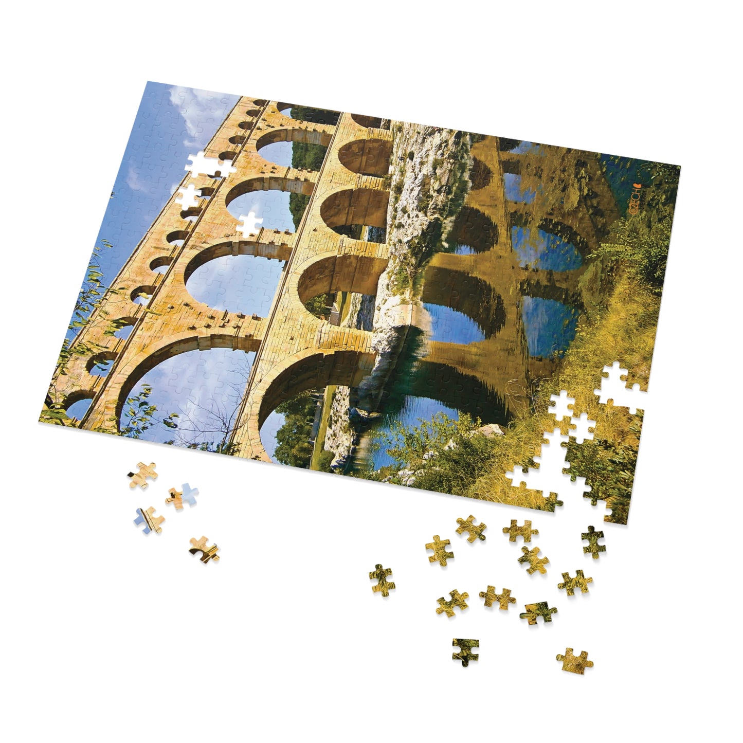 Jigsaw Puzzle & Tin: Original Photo, Pont du Gard, France (2012), Vibrant Glossy Puzzle, Nature Lover's Gift, 30 to 500 Pcs