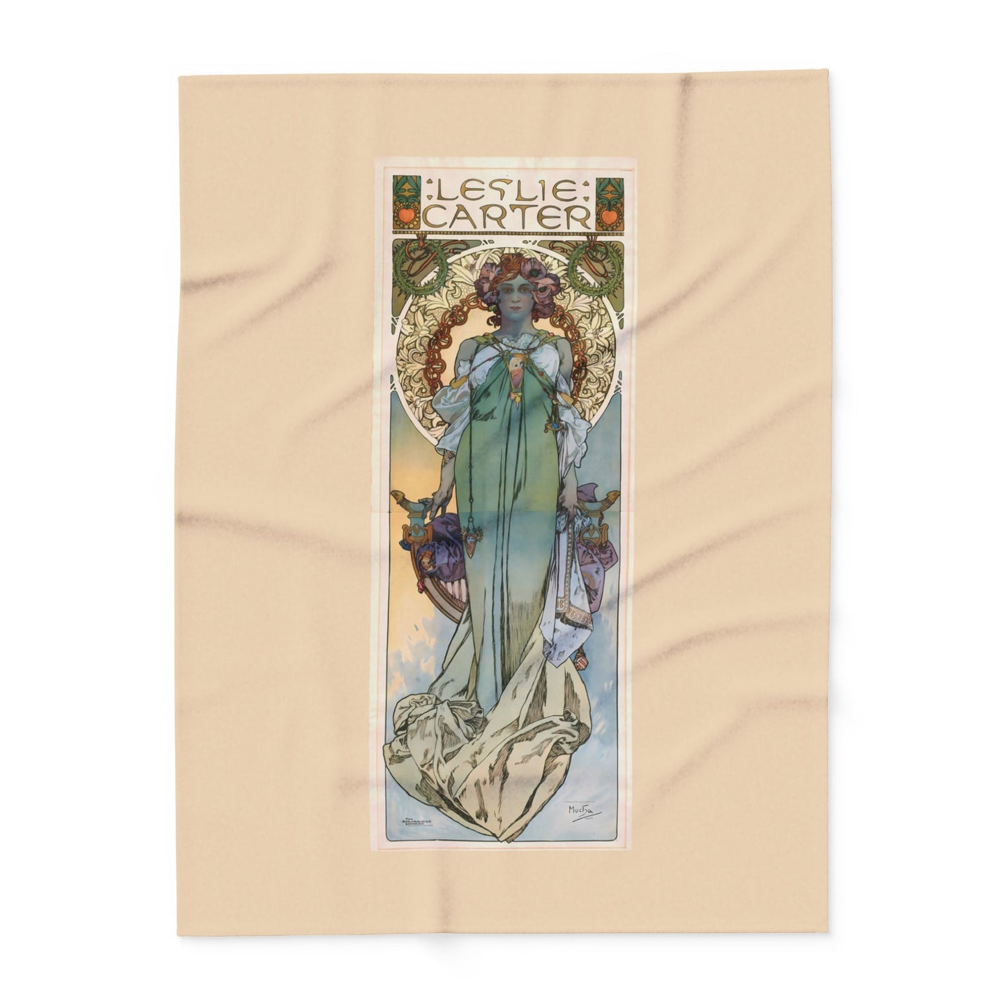 Arctic Fleece Blanket: 1908 Leslie Carter Poster by Alphonse Mucha, Art Nouveau, Cozy Winter Throw, Perfect Gift for Art Lovers