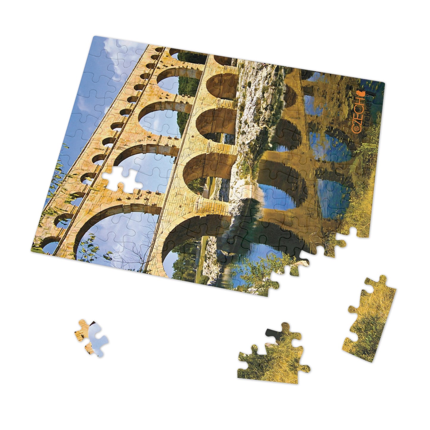 Jigsaw Puzzle & Tin: Original Photo, Pont du Gard, France (2012), Vibrant Glossy Puzzle, Nature Lover's Gift, 30 to 500 Pcs