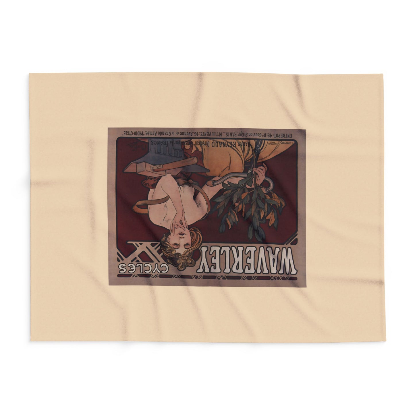 Arctic Fleece Blanket: 1898 Waverley Cycles Poster Design by Alphonse Mucha, Art Nouveau, Cozy Winter Throw, Perfect Gift for Art Lovers