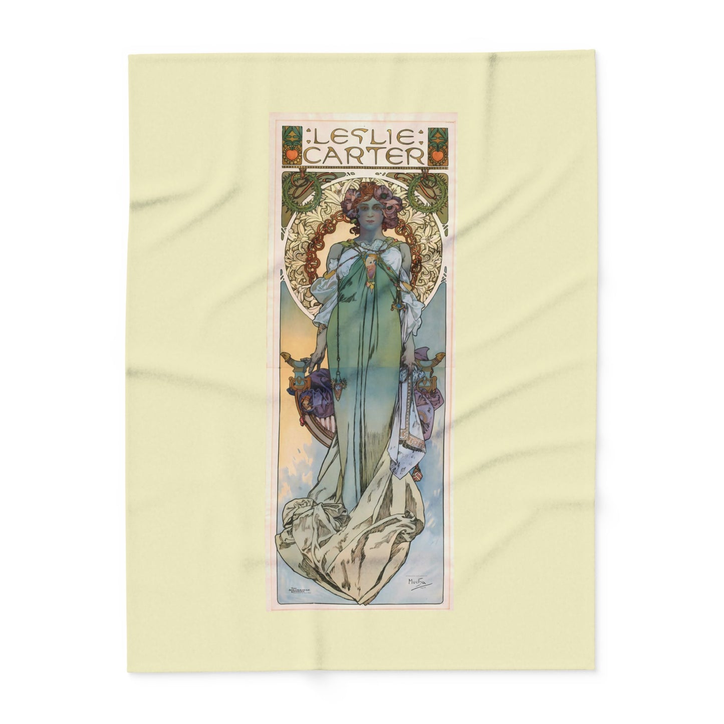 Arctic Fleece Blanket: 1908 Leslie Carter Poster by Alphonse Mucha, Art Nouveau, Cozy Winter Throw, Perfect Gift for Art Lovers
