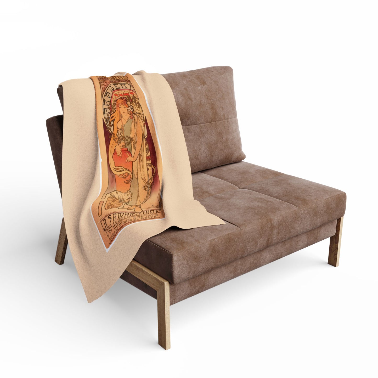Arctic Fleece Blanket: 1897 La Samaritaine, Sarah Bernhardt, by Alphonse Mucha, Art Nouveau, Cozy Winter Throw, Perfect Gift for Art Lovers