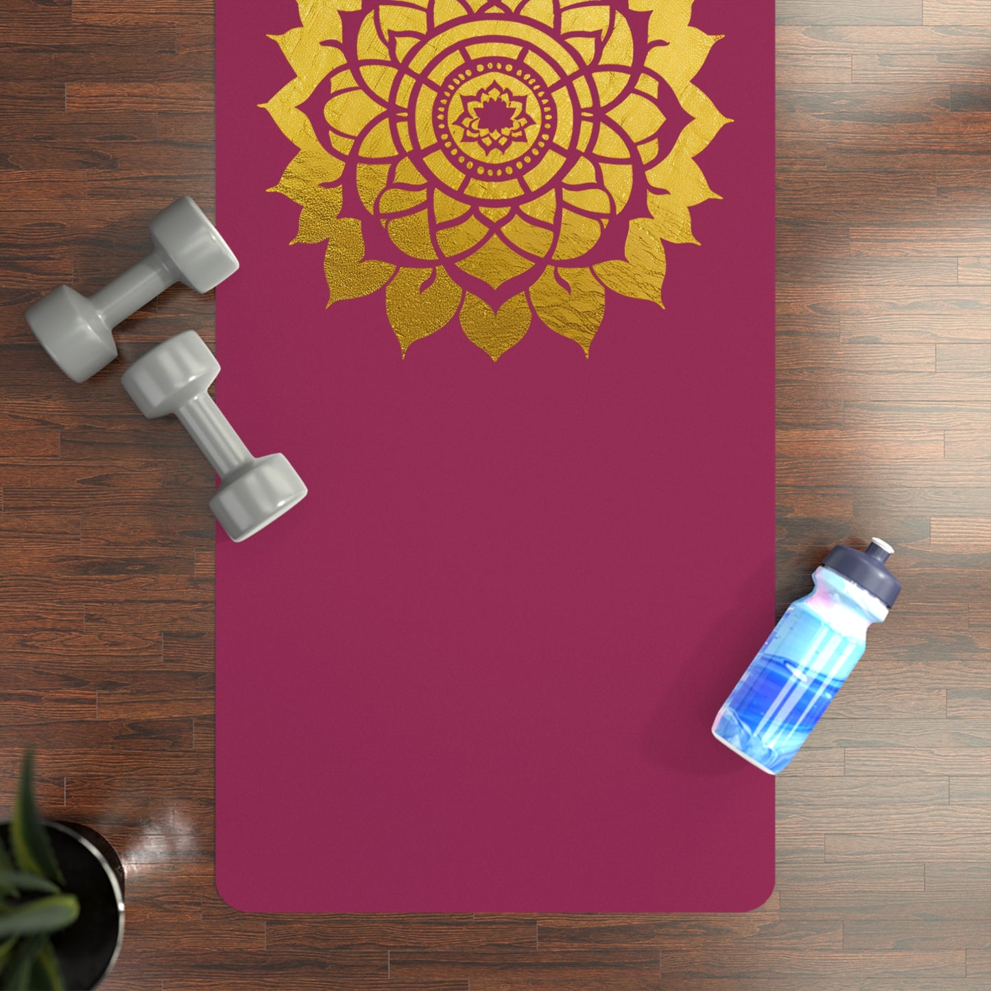 Mandala Rubber Yoga Mat: Non-Slip Suede Top & Natural Rubber Bottom, Colorful Lotus Design, 24×70" Cushioning for Yoga, Pilates, Meditation