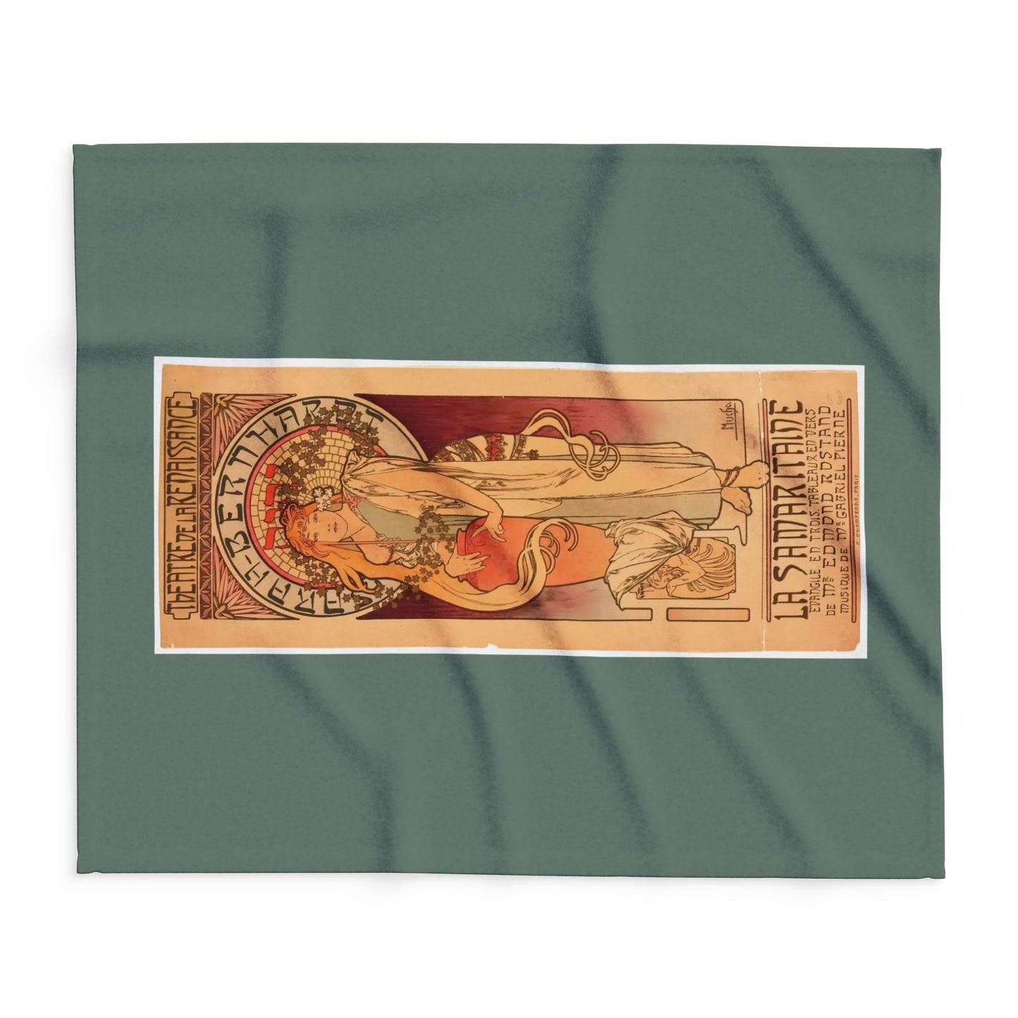 Arctic Fleece Blanket: 1897 La Samaritaine, Sarah Bernhardt, by Alphonse Mucha, Art Nouveau, Cozy Winter Throw, Perfect Gift for Art Lovers