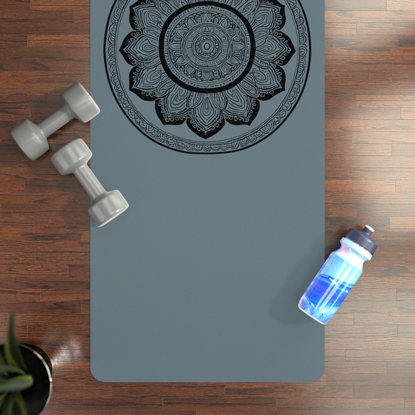 Mandala Rubber Yoga Mat: Non-Slip Suede Top & Natural Rubber Bottom, Colorful Lotus Design, 24×70" Cushioning for Yoga, Pilates, Meditation